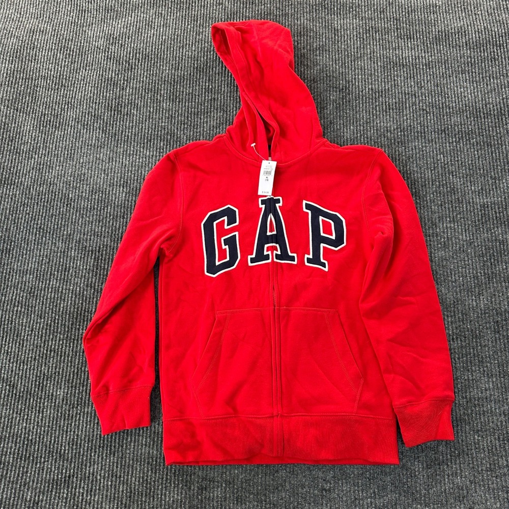 Gap Kids Arch Logo Zip Up Hoodie XL 12 Red Fleece Sweatshirt